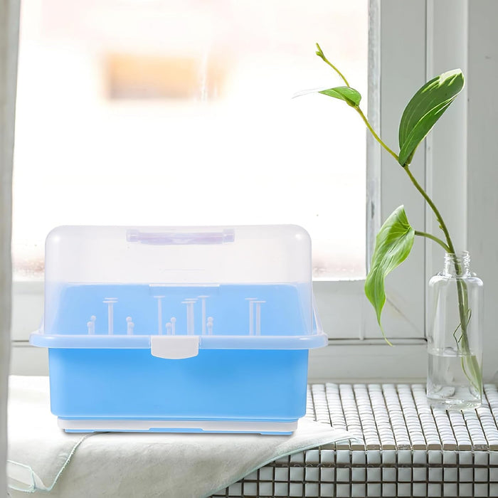 Bottle Drying Rack and Storage Box for Feeding Portable Milk Bottle Organizer with Dustproof Cover Nordic