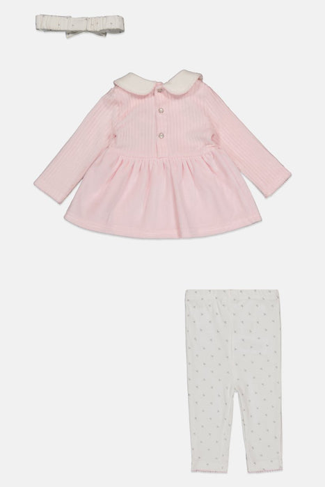Toddlers Girl 3 Piece Dress And pants With Headband Set