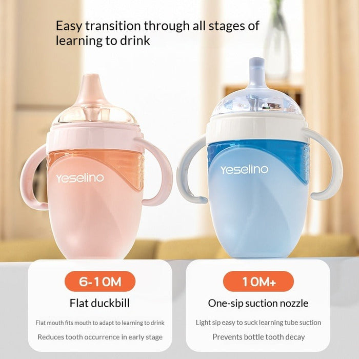 2-in-1 Yeselino Baby Sippy Cup  Anti-Choke Leak-Proof Oral-Friendly Learning Cup 24ml