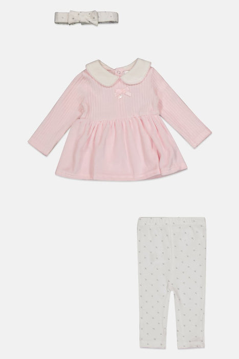 Toddlers Girl 3 Piece Dress And pants With Headband Set