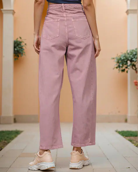 Ankle Length Mom Jeans With Pockets