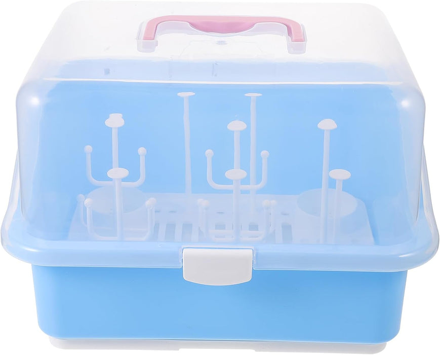 Bottle Drying Rack and Storage Box for Feeding Portable Milk Bottle Organizer with Dustproof Cover Nordic