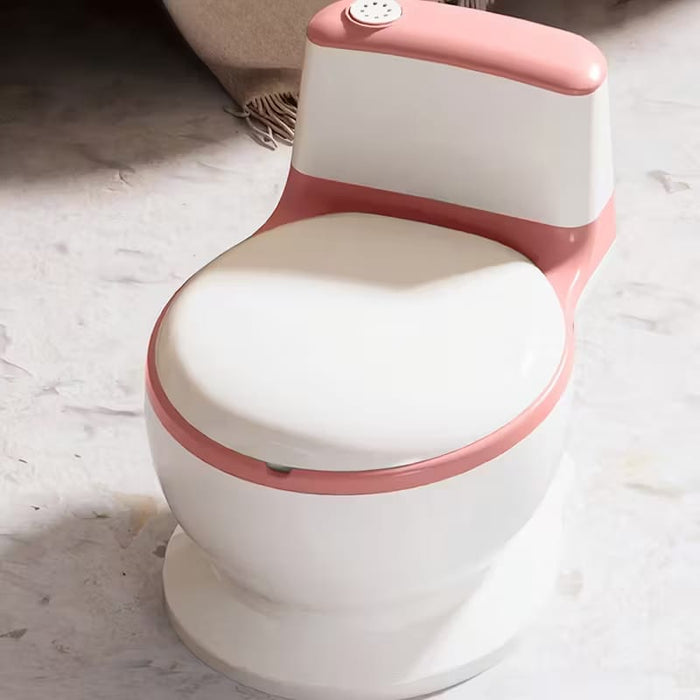 Toddler Potty Training Toilet with Realistic Flushing Sound, Storage Compartment and Toilet Brush for Ages 18 Months+