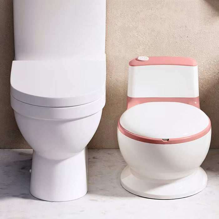 Toddler Potty Training Toilet with Realistic Flushing Sound, Storage Compartment and Toilet Brush for Ages 18 Months+