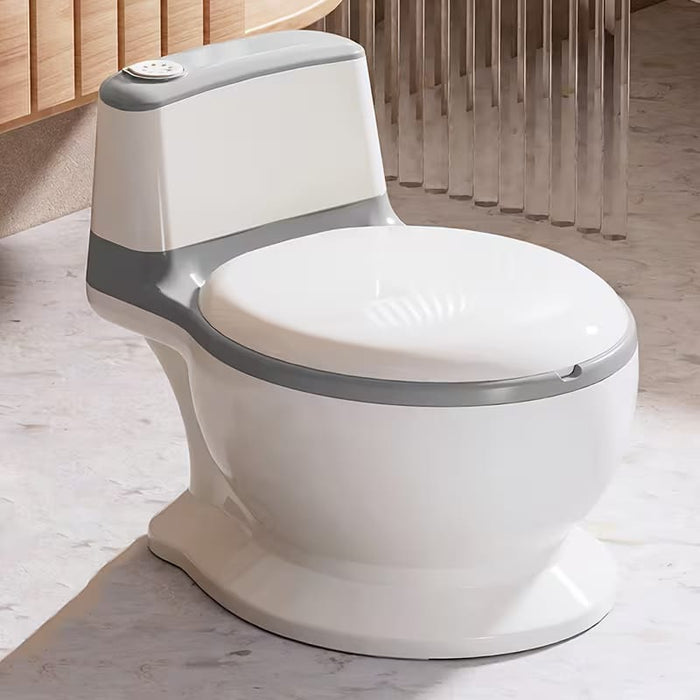 Toddler Potty Training Toilet with Realistic Flushing Sound, Storage Compartment and Toilet Brush for Ages 18 Months+